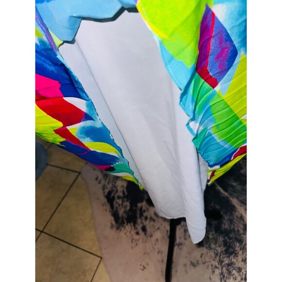 Lauren Ralph Lauren Pleated Halter Dress Abstract Multicolor Retro Party Size 12 - Picture 10 of 10